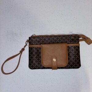 Elegant Tan and Brown Wristlet Clutch